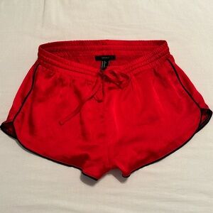 Red silky shorts